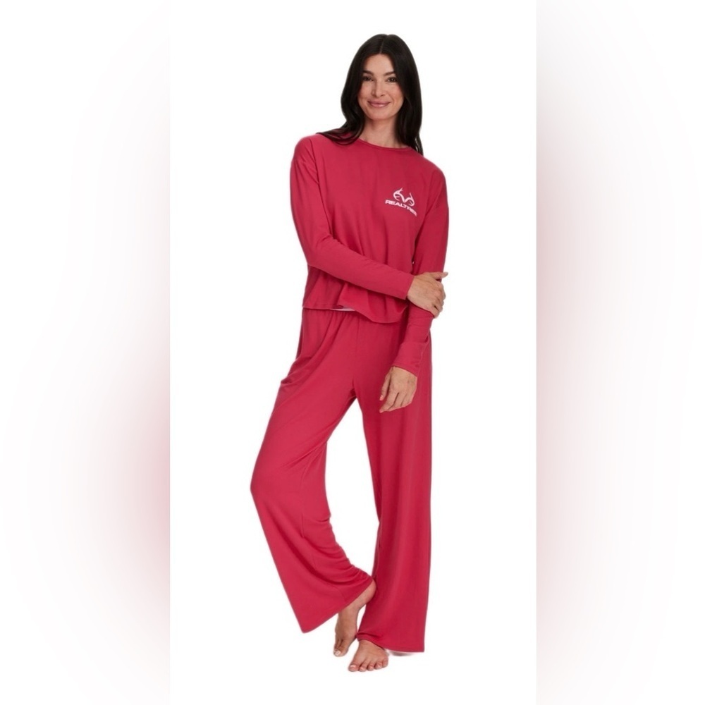 🦌REALTREE Women's 1X Long Sleeve Wide Leg Pant Pajama Lounge Sleep Set Pockets 😍 - Picture 3 of 6